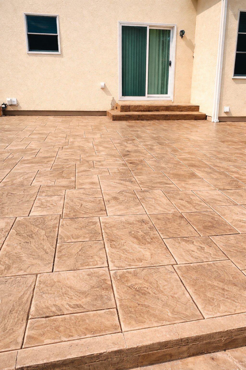 Stamped patio with steps